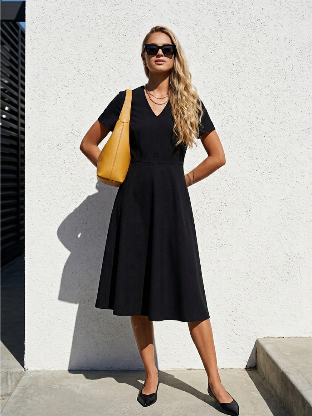 Vtg Pendleton‎ Black Virgin Wool Midi Dress 12 Petite 90s Made in USA No Belt